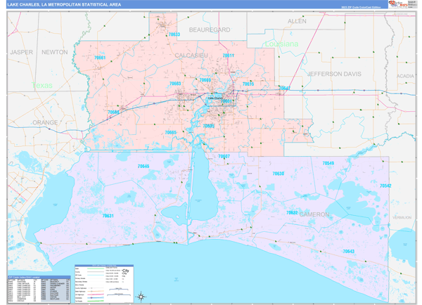 Lake Charles Metro Area Map Book Color Cast Style